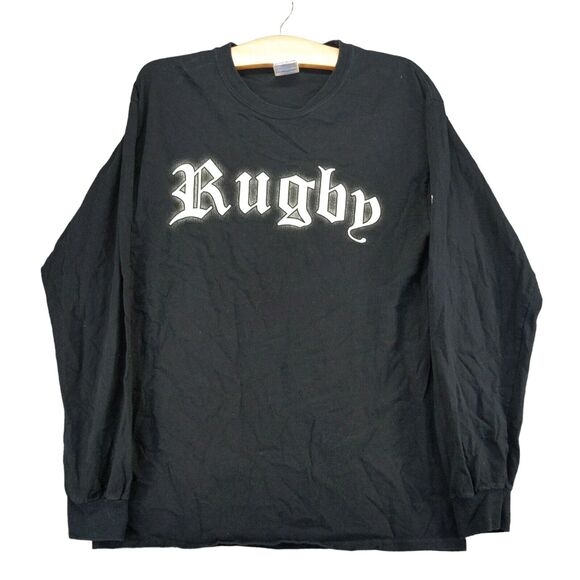 Rugby Elegant Violence Long Sleeve T-shirt Mens Medium Black Embroidered - Picture 1 of 14